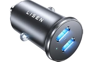 LISEN 90W USB C Car Charger for iPhone 17 Car Charger 40W Fast Charging, 2-Port PD 45W & QC 3.0 Cigarette Lighter USB Charger [All Metal&Mini] for iPhone 17 Air/16/15/14/13 Pro, Galaxy S25/S24, iPad