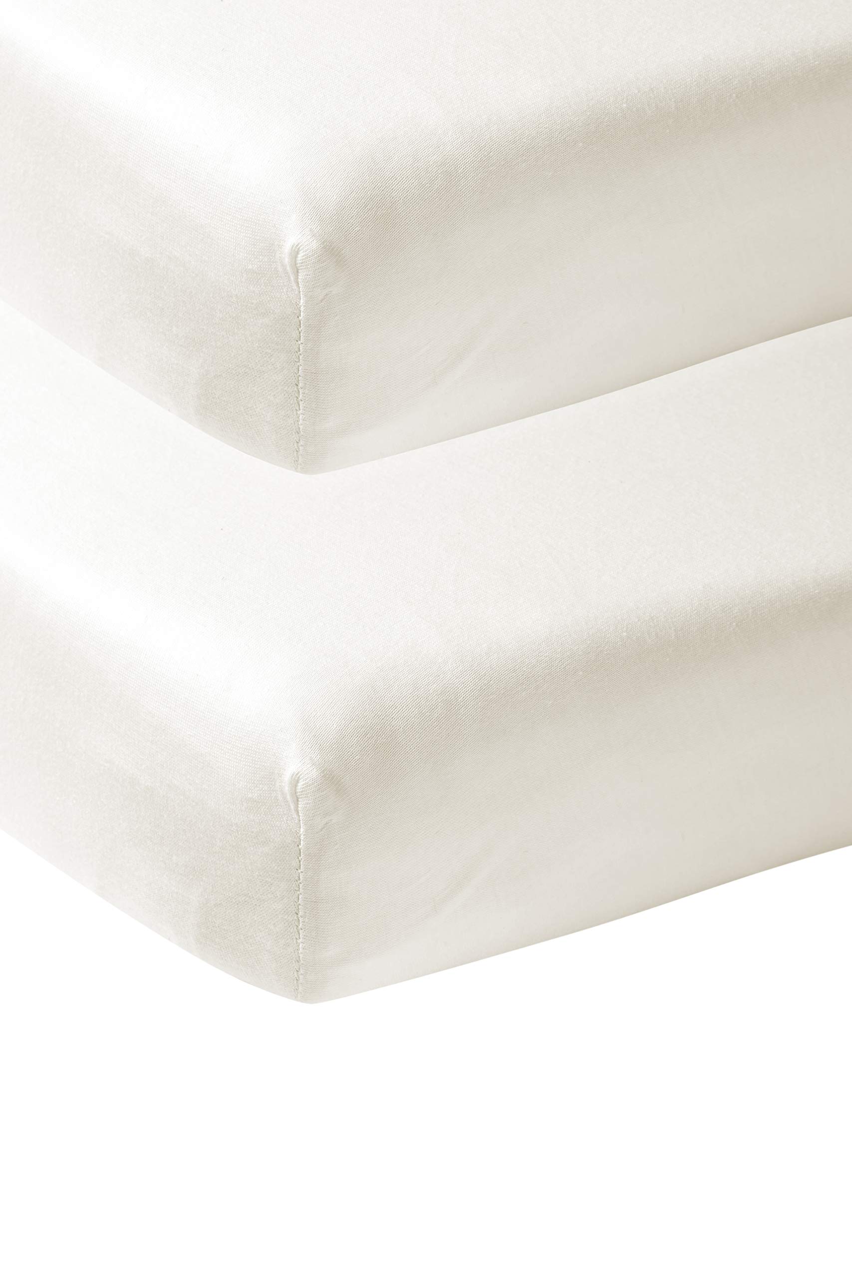 Meyco 564201 2-Pack Fitted Sheet, Cot, Offwhite