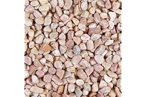 Ausluru 5lb Natural Polished Pebbles Pea Gravels River Rocks,Decorative Gravels Ideal for Fish Tank, Vases, Succulents, Home Decor and Garden Landscaping, Peach Gravel