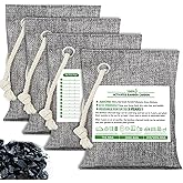 4 Pack Nature Fresh Charcoal Bags total 800g Odor Absorber Bamboo Charcoal Air Purifying Bags, Nature Fresh Charcoal Bag Air