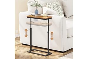TUTOTAK End Table, Side Table, Tall Couch Table, Sofa Table, Living Room, Bedroom, Brown TB01BB083