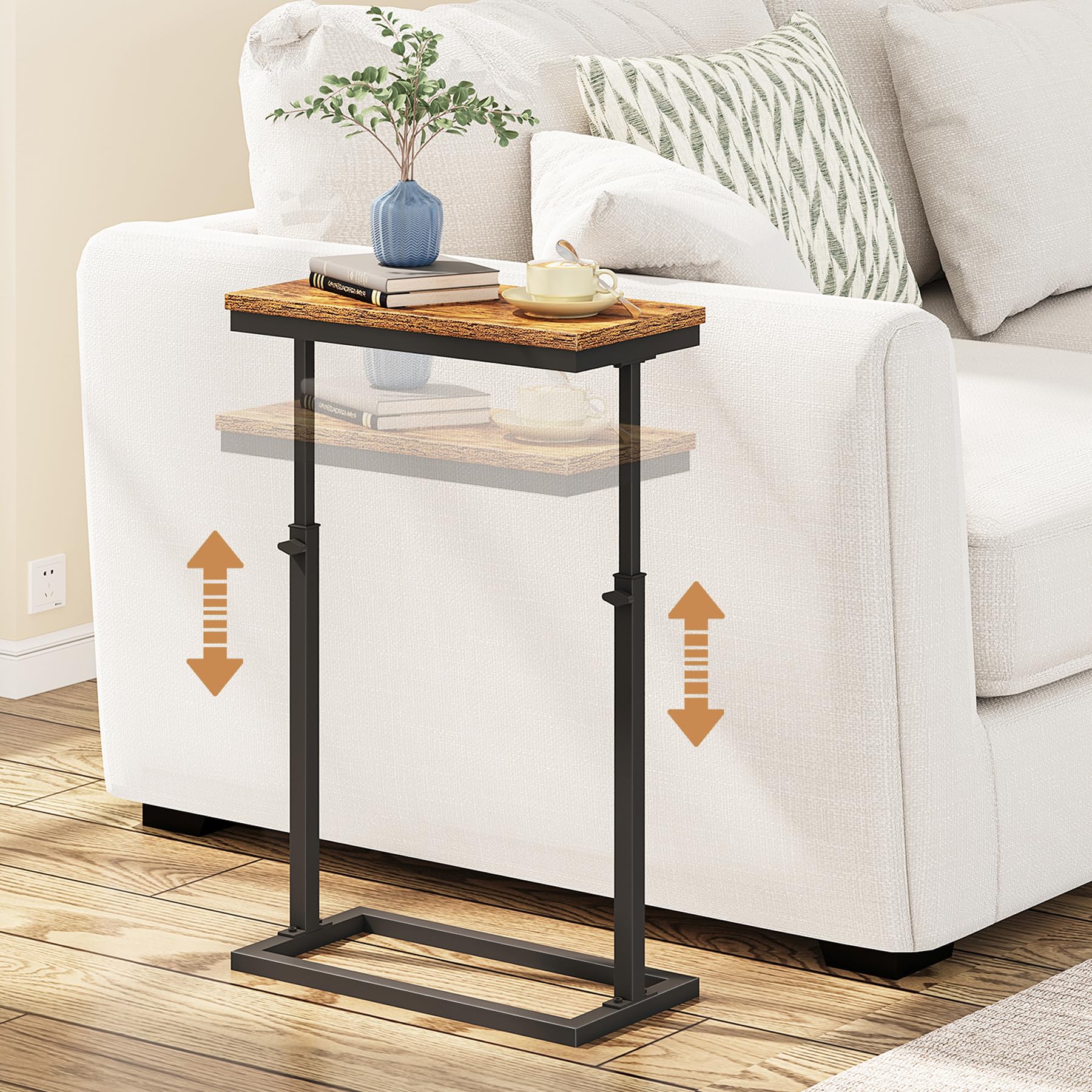 Photo 1 of TUTOTAK End Table, Side Table, Tall Couch Table, Sofa Table, Living Room, Bedroom, Brown TB01BB083
