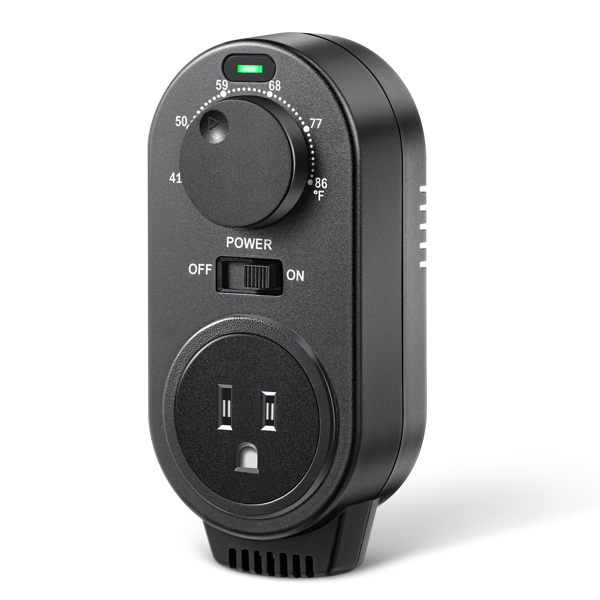 Photo 1 of Gulfmew Adjustable Thermostat, Plug in Heating and Cooling Thermostat Controlled Outlet, Compatible with Portable AC, Fans and Space Heaters (1 Pack,Black)