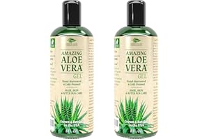 Green Leaf Naturals Amazing Aloe Vera Gel - Freshly Cut, 100% Pure Aloe, Premium Quality, Vegan, Unscented - Natural Sunburn Relief, After Shave, Skin, Face & Hair Care (two 8oz bottles) 16oz