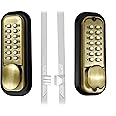 JOUNJIP Mechanical Keyless Combination Latch Door Lock [Flat Spindle] - Double Sided Keypads for Gates, Fences, Windows - No Battery No Power Needed (Antique Brass) - Not a Deadbolt