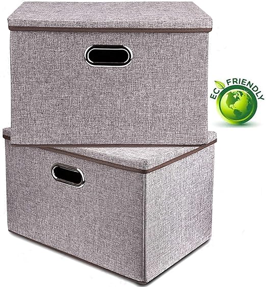 Amazon Com Storage Bins Storage Boxes With Lid Linen Fabric