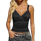 Avidlove Women's Lace Tank Top Deep Plunge V Neck Sexy Tops Going Out Crop Shirt Summer Cami
