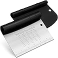 Urbanstrive Bench Scraper for Baking, Stainless Steel Dough Cutter and Scraper Tool Kitchen, Kitchen Scraper Food Scraper Tool Pizza Cutter Food Chopper, Multi-Purpose Kitchen Gadgets, Black