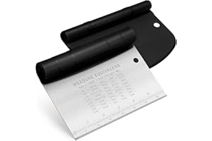 Urbanstrive Bench Scraper for Baking, Stainless Steel Dough Cutter and Scraper Tool Kitchen, Kitchen Scraper Food Scraper Tool Pizza Cutter Food Chopper, Multi-Purpose Kitchen Gadgets, Black