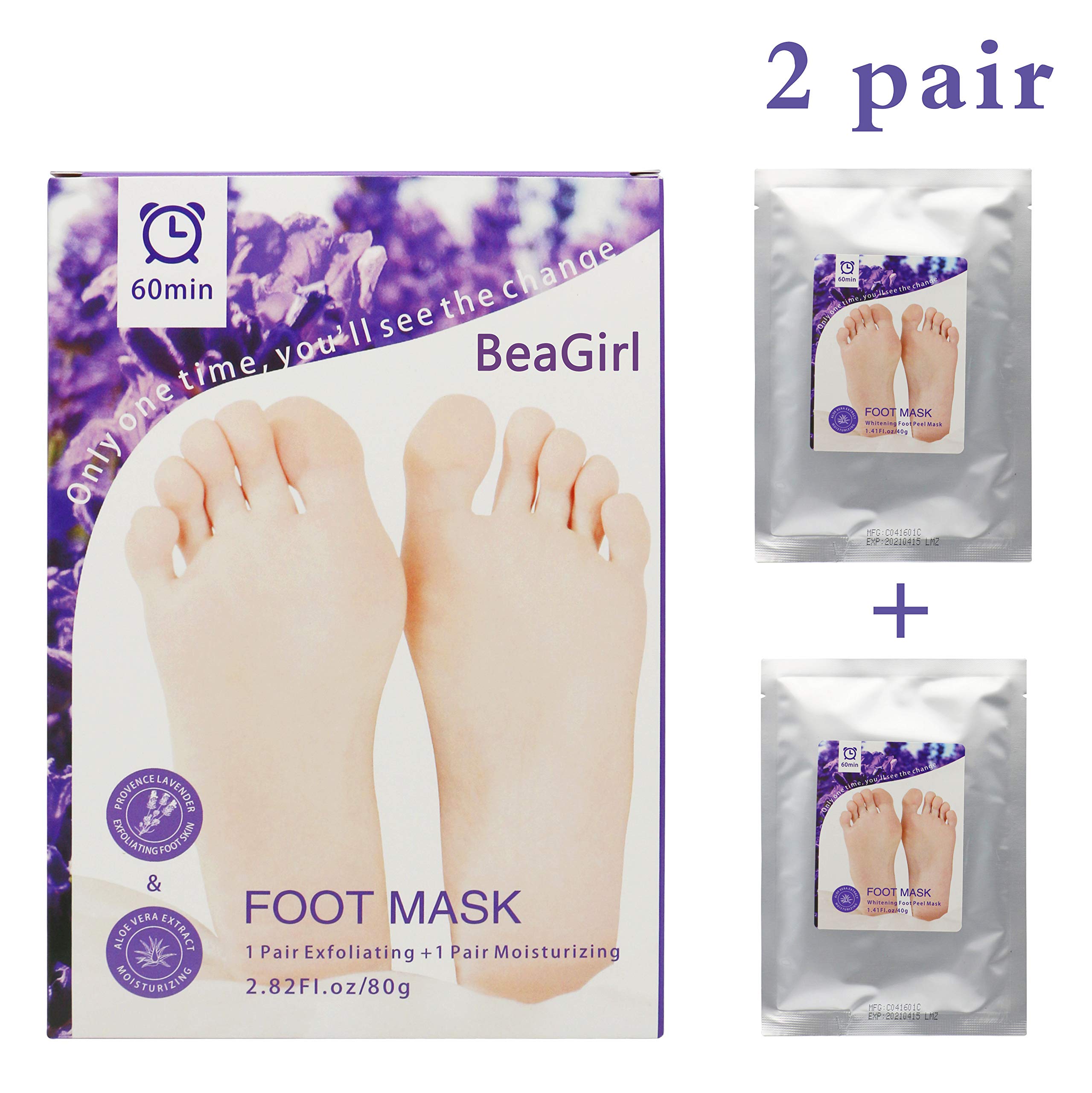Foot Mask Exfoliating - Peeling Off Calluses, Dead Skin, Dry Toe Skin - Smooth Nourishes Softens Skin