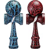 Teyva Daily 2 Pack Bamboo Kendama Toy with Crack Design, Red,Blue,Black | Wood Ball and Cup Game, Competition Kendama Full Size, Educational Hand Eye Coordination, Fun Gift for Beginners Teens Adults
