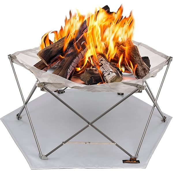 Topbuy Camping Fire Pit W/Cooking Grills Lightweight Portable Campfire Grill W/ Carrying Bag & Gloves 3-In-1 Stainless Steel Wood Burning Silver