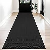 KOZYFLY Washable Runner Rug 3x12 ft Hallway Kitchen Runner Rugs with Rubber Backing Bobo Non Slip Entryway Runner Indoor, Long Carpet Runners for Hall Kitchen Entryway, Black/Grey