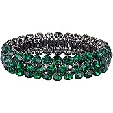 Flyonce Bridal Bracelet for Wedding, Sparkly Crystal Rhinestone Stretch Bracelets for Women