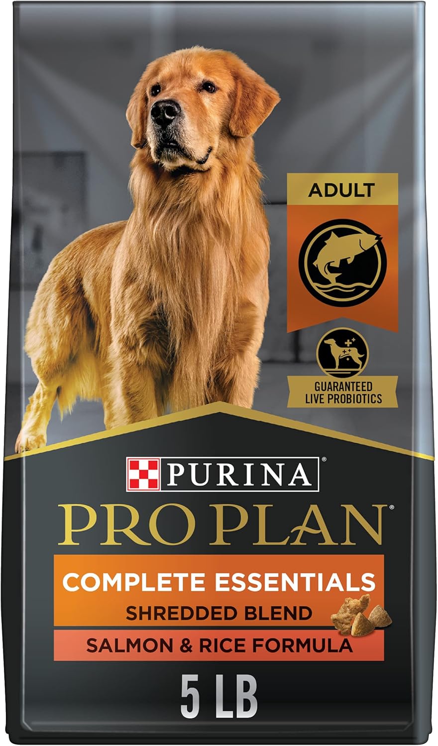Amazon Com Purina Pro Plan High Protein Dog Food With Probiotics For Dogs Shredded Blend Salmon Rice Formula 5 Lb Bag Pet Supplies
