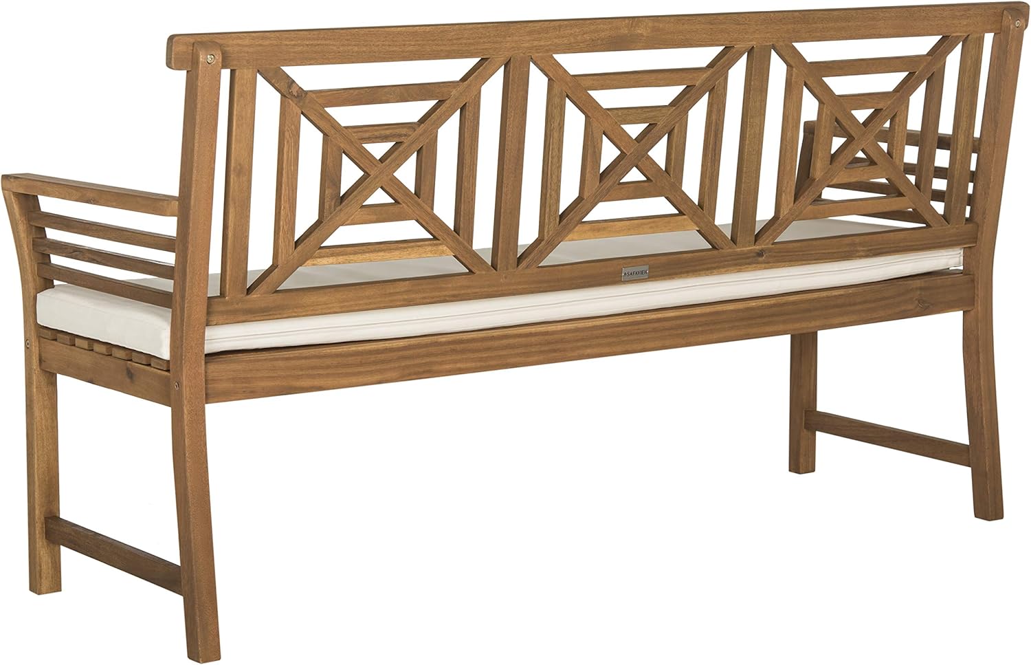 Safavieh PAT6737A Outdoor Collection Del Mar 3 Seat Bench, Natural/Beige : Garden & Outdoor