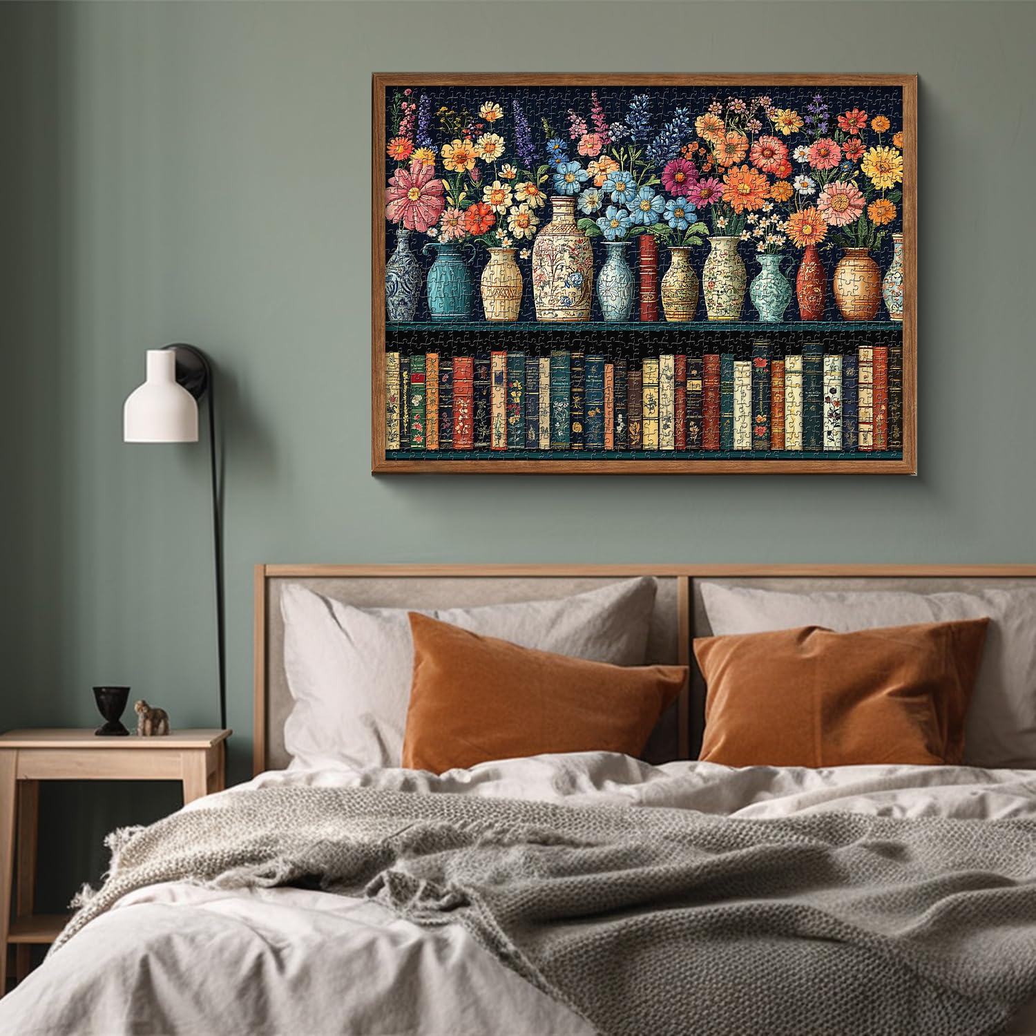 Wildflower Puzzles for Adults 1000 Pieces, PICKFORU Vintage Flower Book Puzzle, Wildflower Pages Jigsaw Puzzle for Book Lover, Floral Art Bookshelf Library Puzzles