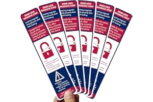 GINFH Lockdown Magnetic Strips Door Security Devices Thin Magnetic Strips School Office Emergency Easy Quick Lock Door Latch White Text Version (6)