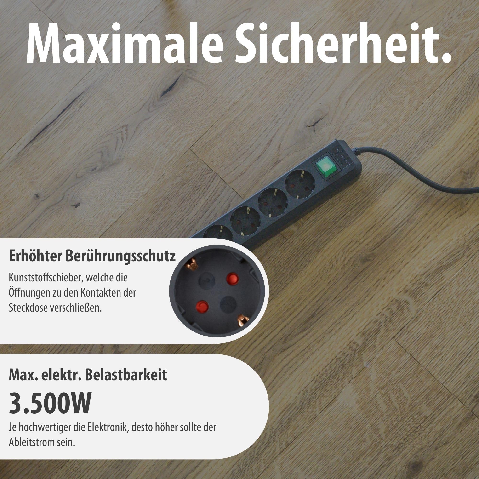 Brennenstuhl Eco-Line, Steckdosenleiste 6-Fach (Mehrfachsteckdose mit erhöhtem Berührungsschutz, Schalter und 1,5m Kabel) schwarz 5