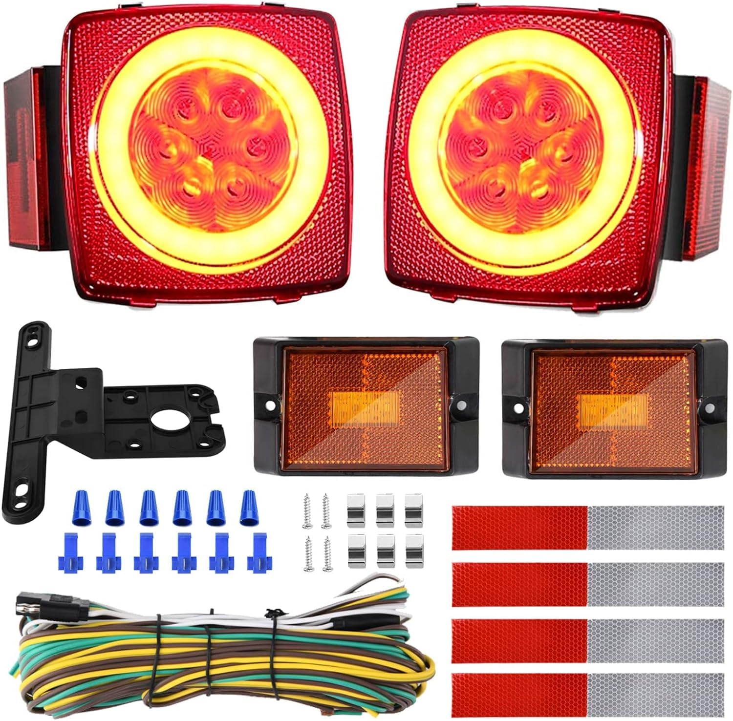 Photo 1 of Kohree 12V Submersible LED Trailer Lights Kit, Super Bright LED Utility Brake Turn License Tail Lights, with Wiring Kit & 2 Marker Lights for Boat RV Truck Snowmobile Under 80 Inches