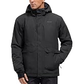 FREE SOLDIER Men's Winter Waterproof Ski Snow Jacket with Hood | 10K Waterproof,Fully Taped Seams,Windproof, Breathable,9 Pockets,Fleece Lined,for Cold Weather Skiing Snowboarding Hiking