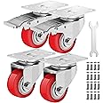Castrek 3 Inch Heavy Duty Casters Set of 4, Lockable Plate Caster Wheels with Brakes Scratch Resistant & 360 Degree Rotatable, 1800 lbs Load Capacity - Ideal for Any Floor (2 x Swivel & 2 x Brakes)