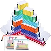 Kisston 100 Pcs Mesh Zipper Pouch Bags Bulk, 8 Sizes Plastic Zipper Bags, 8 Colors Waterproof File Pouches for Organization, Multipurpose Travel Pouches for Travel, Office, Board Game