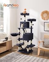 Feandrea Cat Tree 168 cm Large Tower with 13 Scratching Posts Smoky Grey view 2