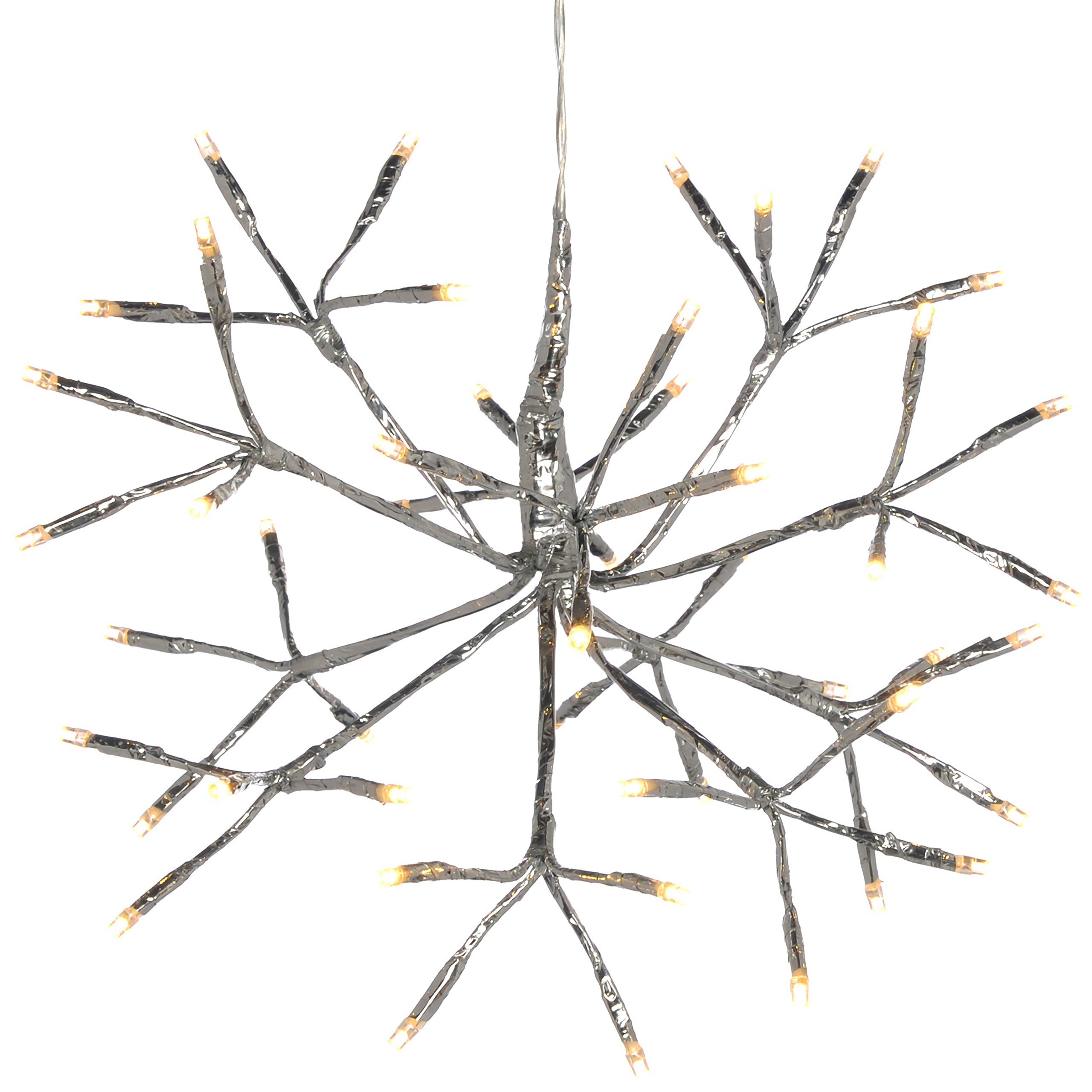 WeRChristmas Pre-Lit Hanging Silver Branch Ball with 48-LED, 30 cm - White