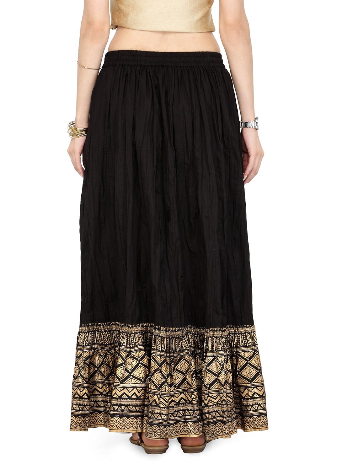 varanga black pure cotton gold skirts kff-var21030