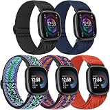 Tiptops 5 Pack Nylon Loop Straps for Fitbit Versa 4 Sense 2 Versa 3 Sense