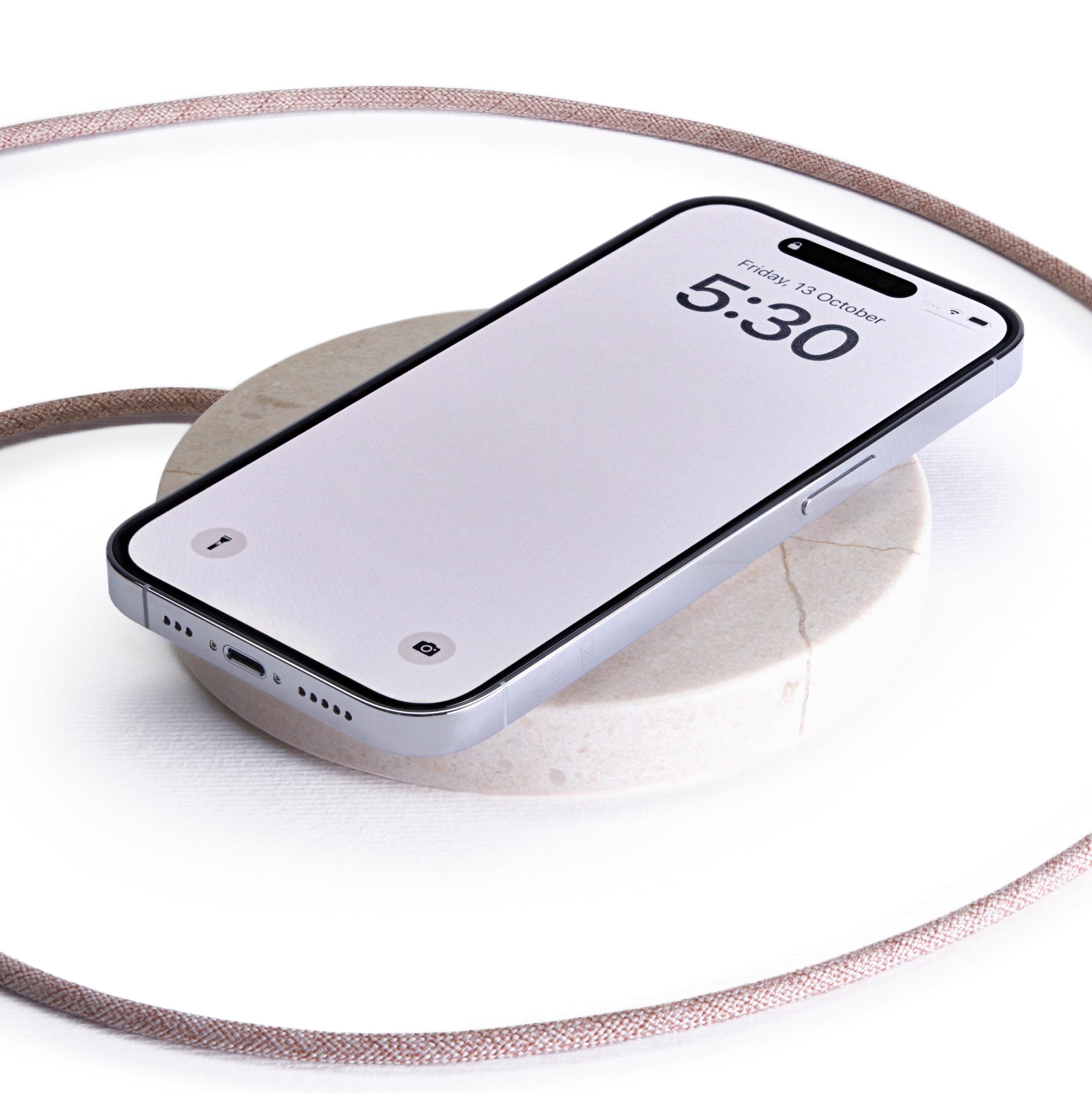 Photo 1 of Einova Classic Stone – Marble Wireless Charging Pad Designed in Italy, Integrated 6 ft USB-C Cable, Smartphones, Wireless Earbuds, Smartwatches – Cream Marble