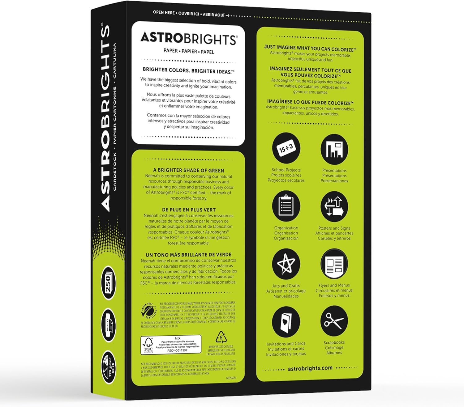 Neenah Astrobrights Color Paper, 8.5" x 11", 24 lb/89 gsm, Terra Green, 500 Sheets (21788) : Cardstock Papers : Office Products