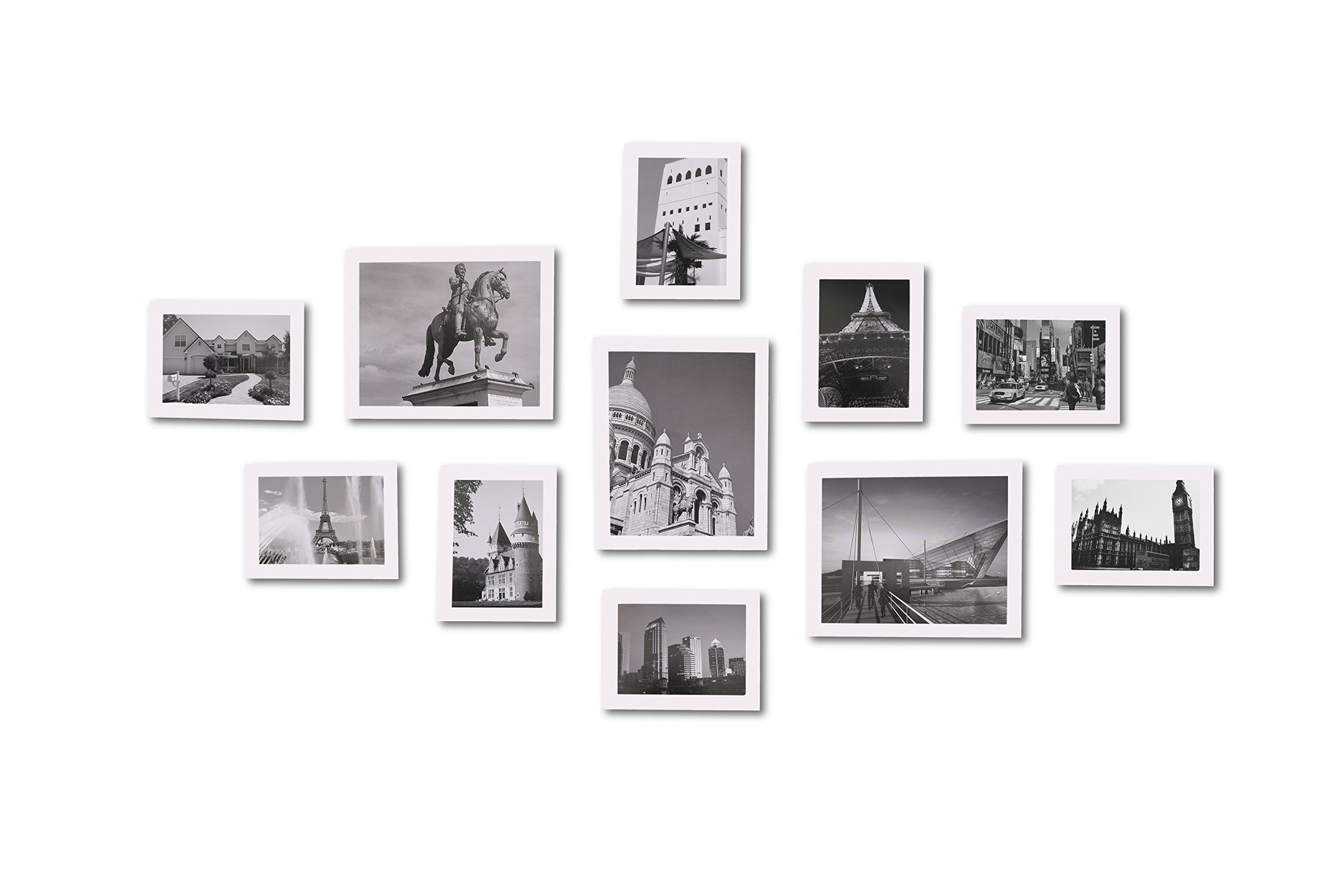 WOOD MEETS COLOR Picture Frames with Really Glass Photo Frames Set of 11 Wall Mounting Collage Frames Eco-Friendly Family Photo Frame (White)