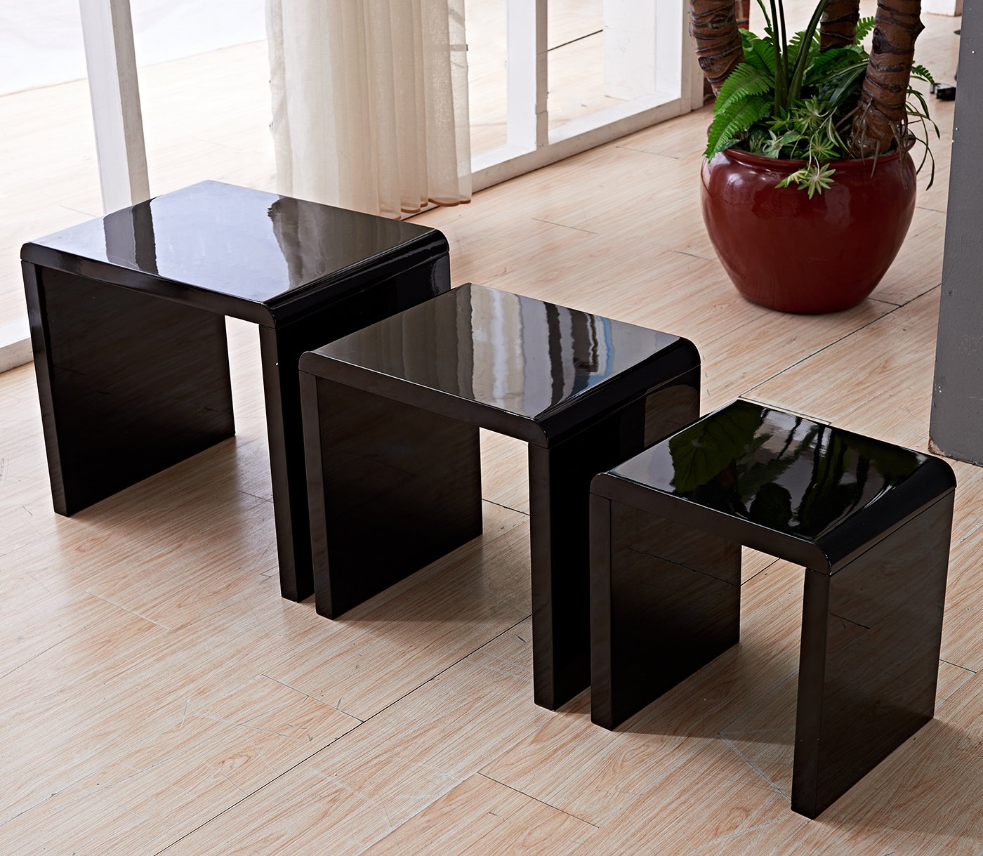 Home & Kitchen LSCING Collection Stackable Glossy Finish 3Piece End