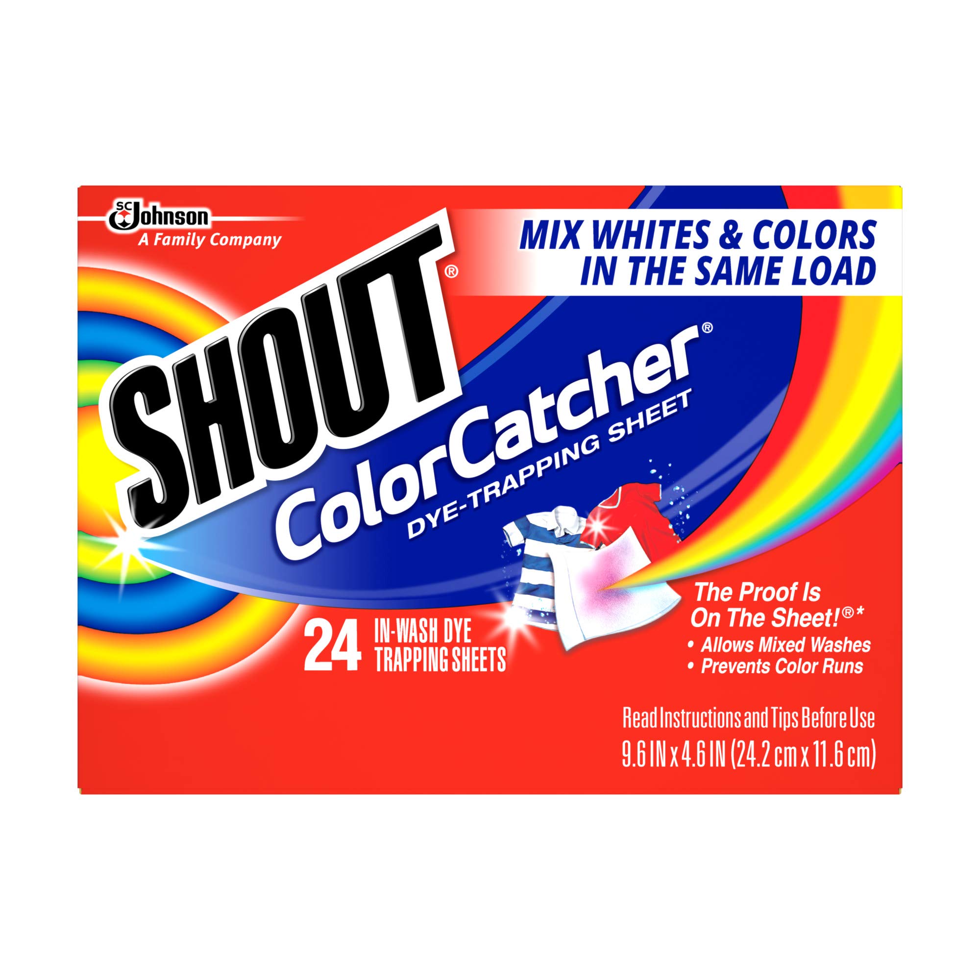 Shout Color Catcher Sheets for Laundry, Allow Mixed Washes, Prevent Color Runs and Maintain Original Clothing, 24 Count - Pack of 1