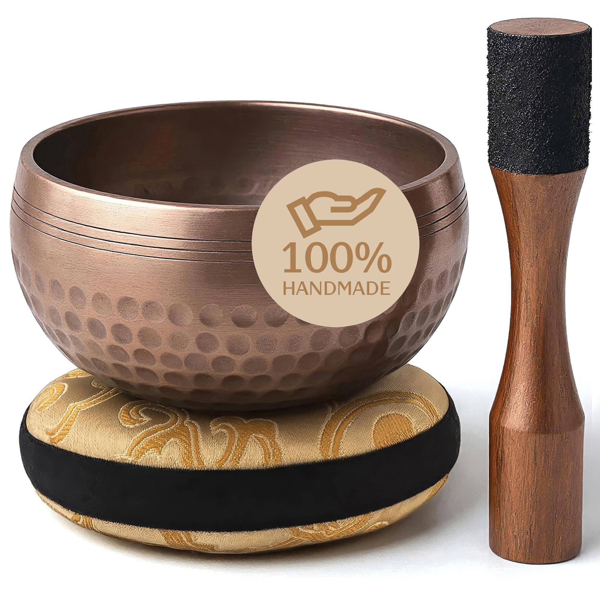 Tibetan Singing Bowl Set – Authentic Plain Design – Sound Bowl & Meditation Bowl with Cushion, Mallet & Guide – Sound Healing Bowls – Yoga Accessories for Relaxation – Therapeutic Harmony