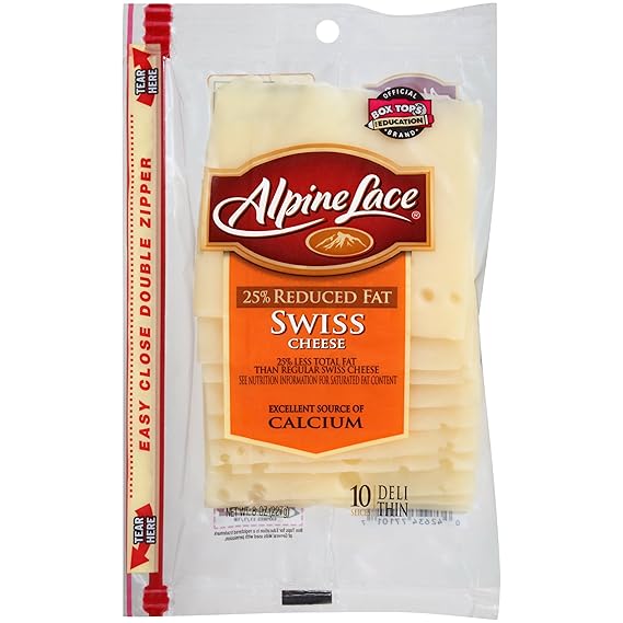 Alpine Lace, Reduced Fat Sliced Swiss Cheese, 8 oz Grocery
