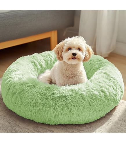 Nononfish Hundebett Für Kleine Hunde – Flauschig, Beruhigend, Rutschfeste Unterseite, Wasserdicht, Ca. 38 Cm, Pink