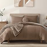 Monbix Oversized Queen Comforter Set - 7 Pieces Brown Bed in a Bag Oversized Queen Bedding Sets with Comforters, All Seasons Comforter Bed Set with Sheets, Pillowcases & Shams