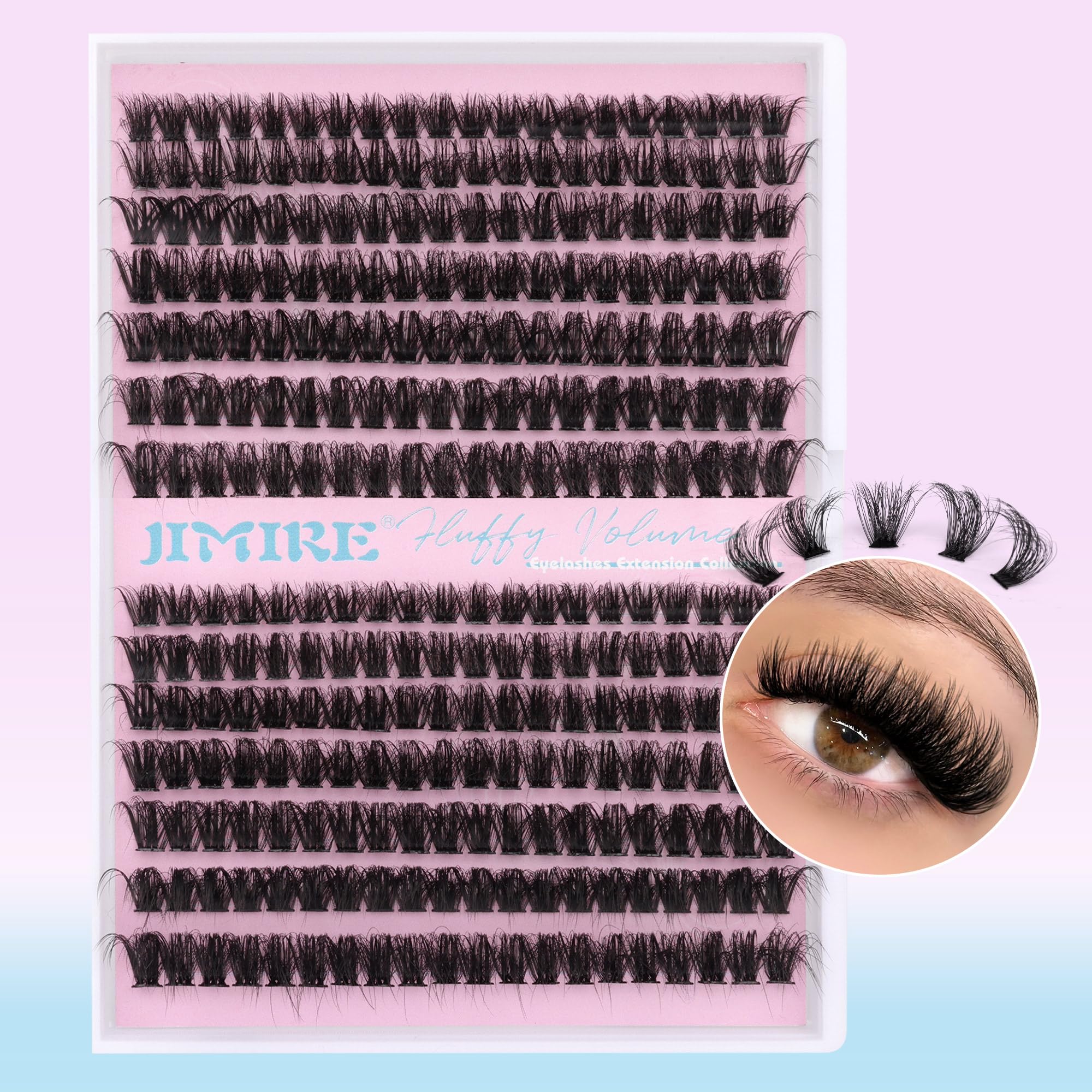 Individual Eyelashes Natural Look Fluffy 10-16MM Cluster Lashes 280Pcs Volume Lash Cluster DIY Eyelash Extension at Home Wispy D Curl Russian Individual Lashes Cluster by JIMIRE — image 1