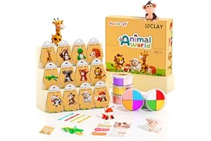 Air Dry Clay Kit - Animal Theme, Modeling Clay for Kids, DIY Model Magic clay with Sculpting Tools and Tutorials, 12 Boxes Mo