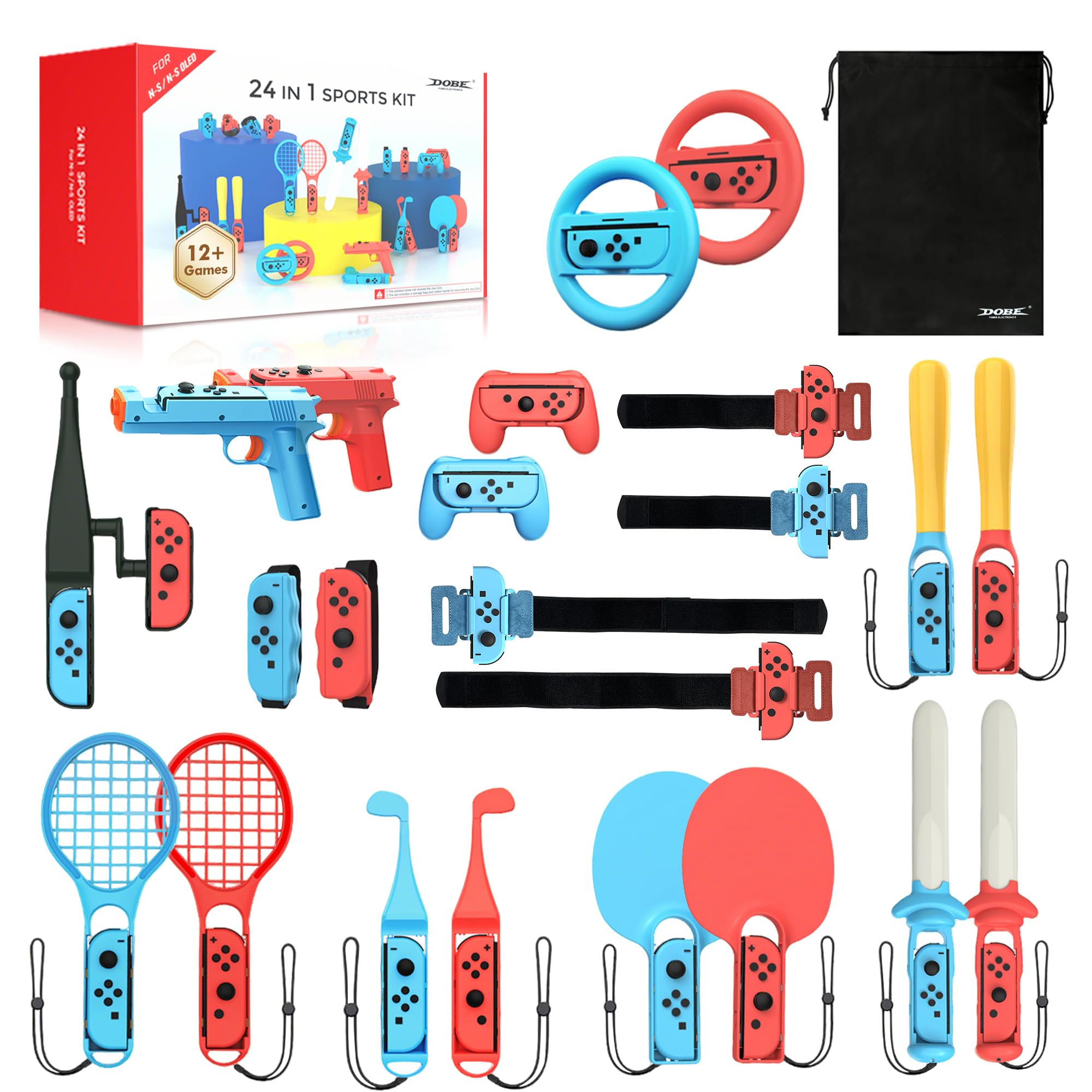 24 in 1 Switch Sports Accessories Bundle with Storage Bag Compatible with Nintendo Switch/OLED Joy-con, More Than 12+ Switch Sports Games Experience, Double Player, Family Gatherings, Social Icebreaker, Holiday Essentials Accessories Kit Oct 24, 2024