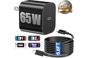 GAMMEEFYPRO 65W USB-C Fast Charger for Nintendo Switch 2/1/OLED/Lite & Steam Deck/OLED, 6.6FT Cable PD3.0 GaN Tech, Original Quality Replacement Switch 2 AC Adapter, Supports 4K TV Mode, for Xbox X Controller