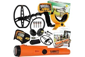 GARRETT METAL DETECTORS Garrett ACE 400 Metal Detector Bundle – Made in The USA - Digital Target ID, Iron Audio, Adjustable Frequency, Includes Pro-Pointer at, Headphones & Searchcoil Cover