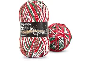 Mary Maxim Starlette Sparkle Yarn, 4 Medium Worsted Weight Yarn for Knitting and Crocheting, Acrylic Polyester Blend for Blankets, Clothing, and Decor, 196 Yards Christmas