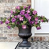 VGNQA 2PCS Artificial Petunia Flowers for Outdoors, Fake Flowers for Outdoor Planters UV Resistant Faux Silk Petunias for Garden Porch Yard Balcony Patio Realistic Home Kitchen Decor(Gradient Purple)