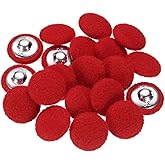 HARFINGTON 20pcs Fabric Cloth Covered Buttons 0.8" Round Plush Sweaters Button with Aluminum Shank Sewing Button for Woolen Coat Jacket Shirt DIY, Red