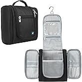PAVILIA Toiletry Bag Travel Bag for Women Men, Hanging Cosmetic Organizer, Water Resistant Makeup Bag for Accessories Toiletries, Large Travel Essentials Kit (Black)