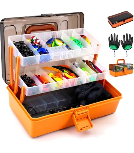 TCMBY 3 Layers Tackle Box with Tackle Included, 321Pcs Fishing Lures Kit Contains Pliers, Crankbait, Hooks, Weights & Accessories, Fishing Gear Bait Lure Gifts for Men Bass Freshwater (White Black)